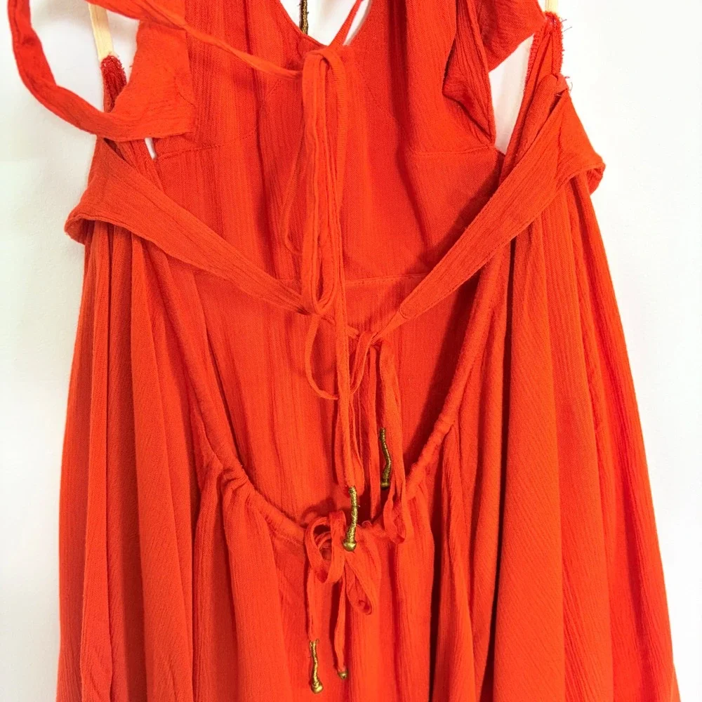 Free People Lille Endless Summer Red‎ Halter Backless Mini Dress Womens XS Boho